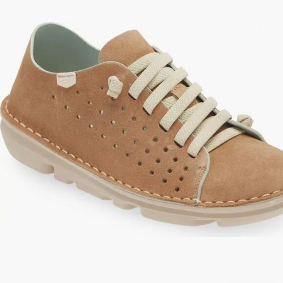 On Foot Silken Unique Perforated Bison Brown Suede Leather Lace Up Sneak… - Picture 1 of 6